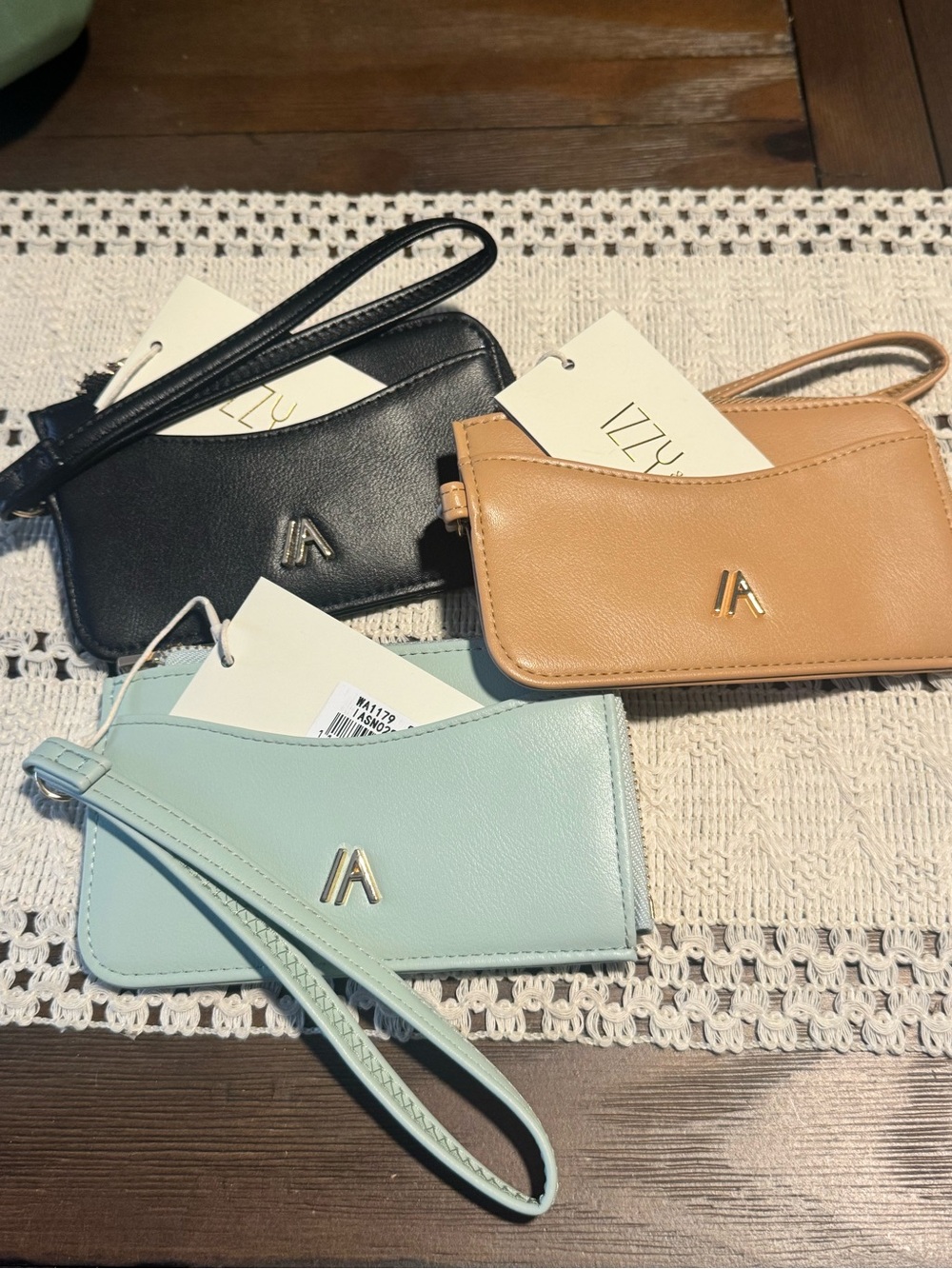 3pc bundle Izzy & Ali Women’s wallet Wristlet Card Holder - Black, Tan, Mint